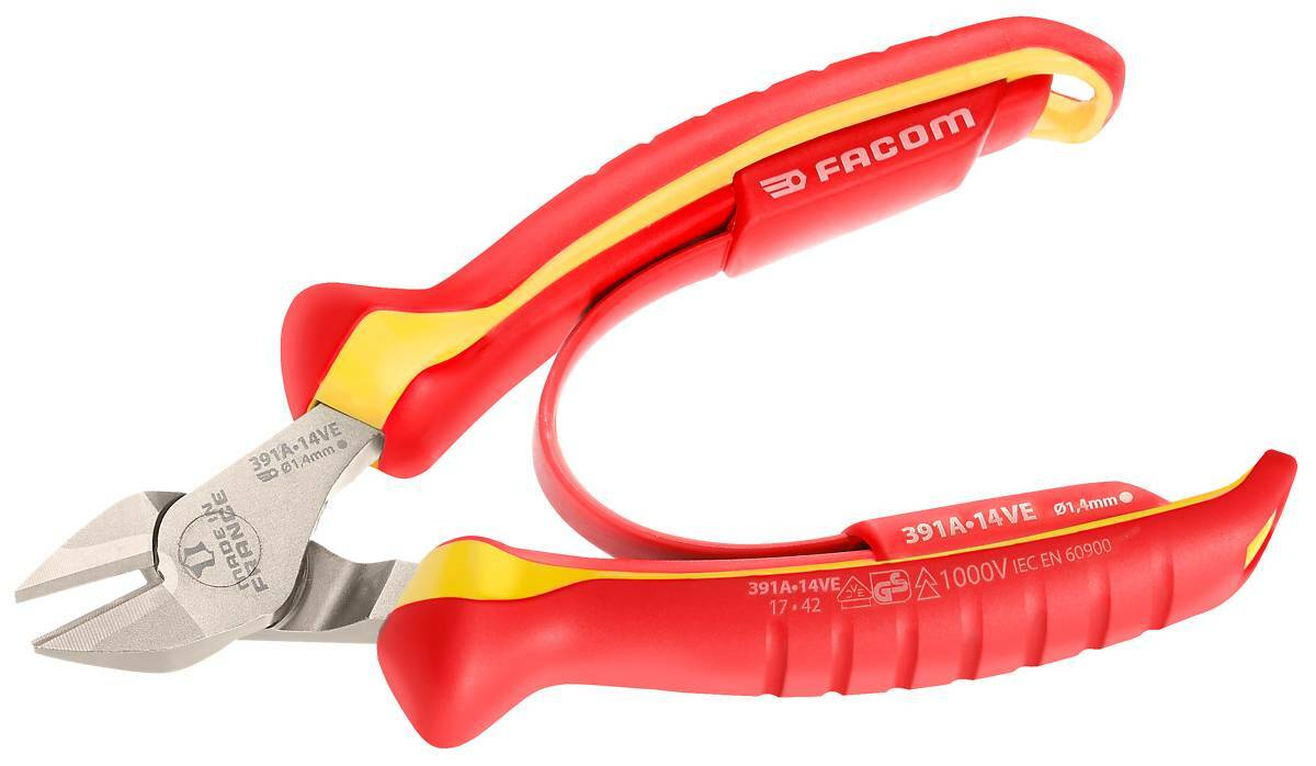 Facom 391A.14VE 1000V VDE Insulated Electricians Side Cutting Pliers (Snips) …