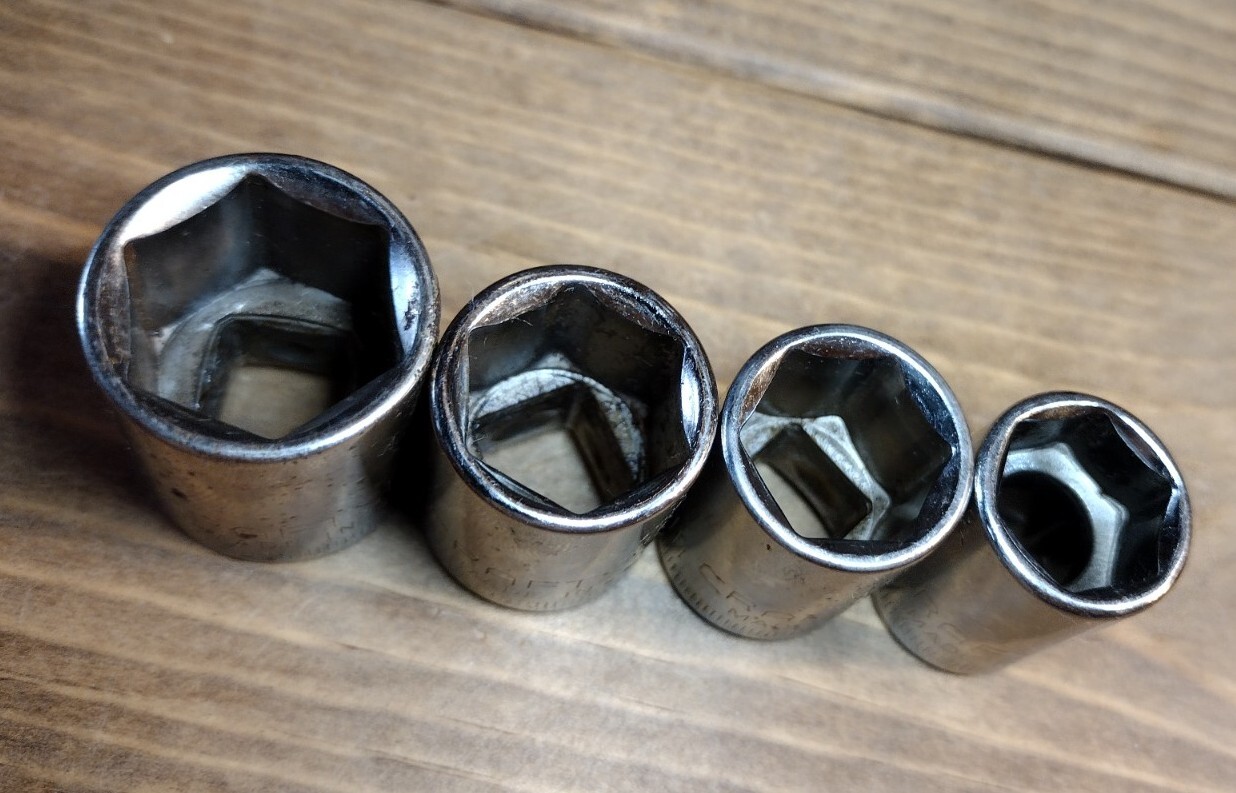 4-pc Craftsman -G- Metric 6 Point Shallow Socket 3/8″ Drive 13, 14, 15, 17mm