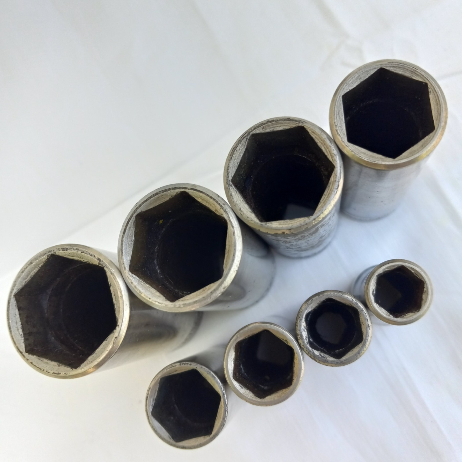8 S-K Tools 3/8 Drive 6pt Deep Well Sockets 3/8 to 13/16 Vintage
