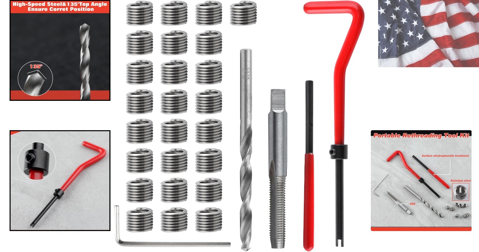 Portable M6 x 1.0mm Thread Repair Kit: Complete 30-Piece HSS Set for DIY Repairs