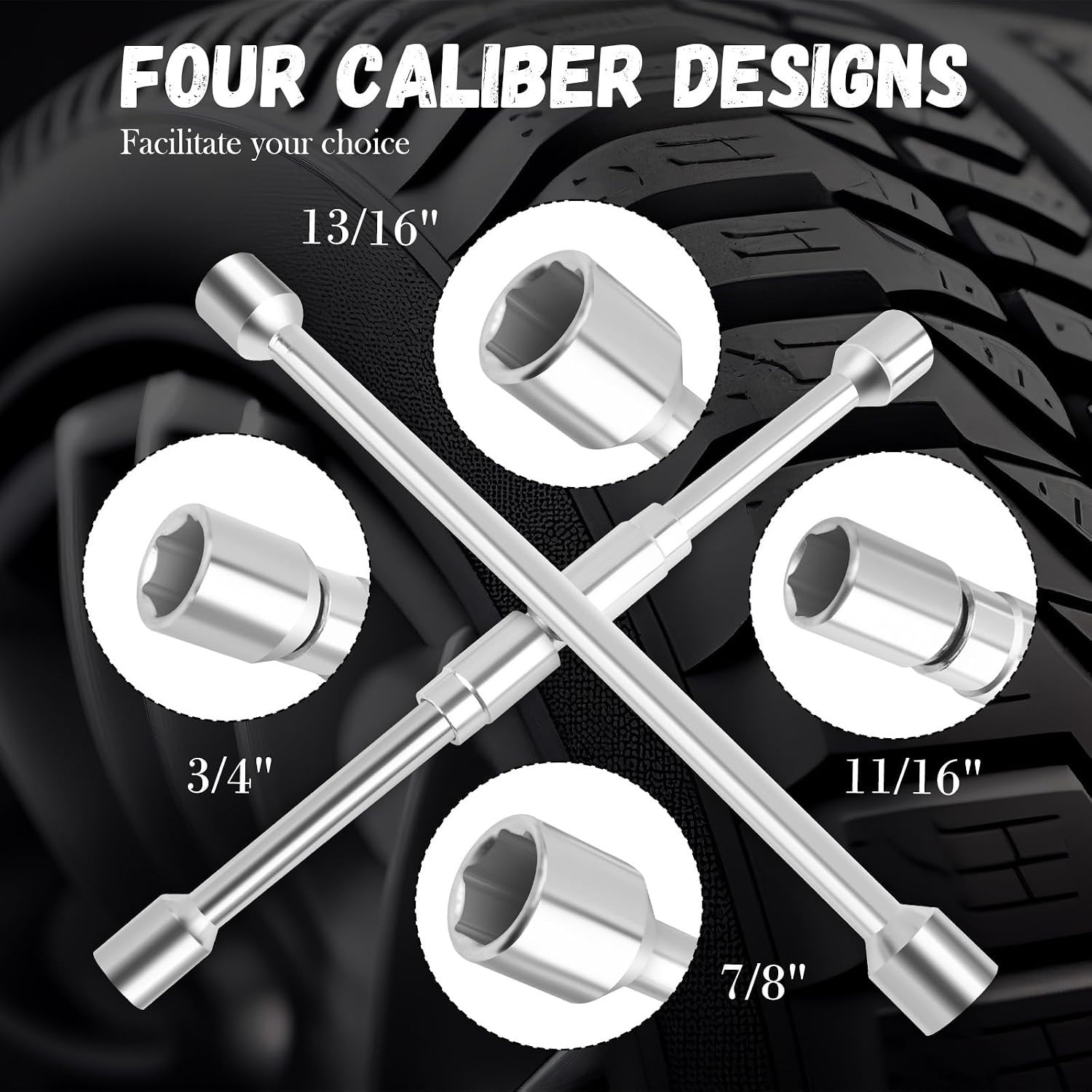 Universal Lug Nut Removal Tool,Foldable 17mm,19mm,21mm,23mm 4 Way Lug Wrench …