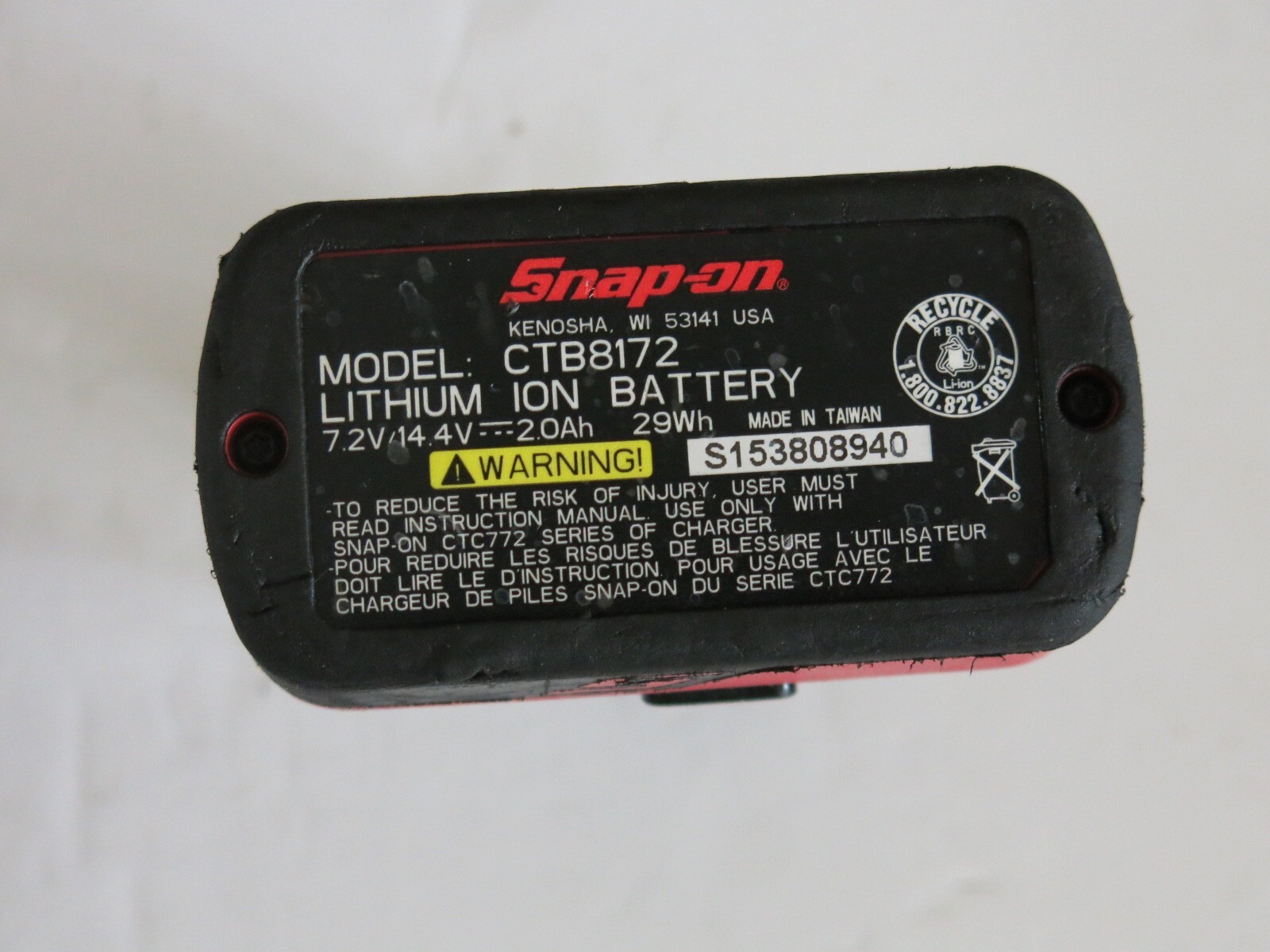 Snap On CTB8172 14.4V 2.0 Ah Battery CT861 cts861 ctr861 ctpp861 Brushless Tool