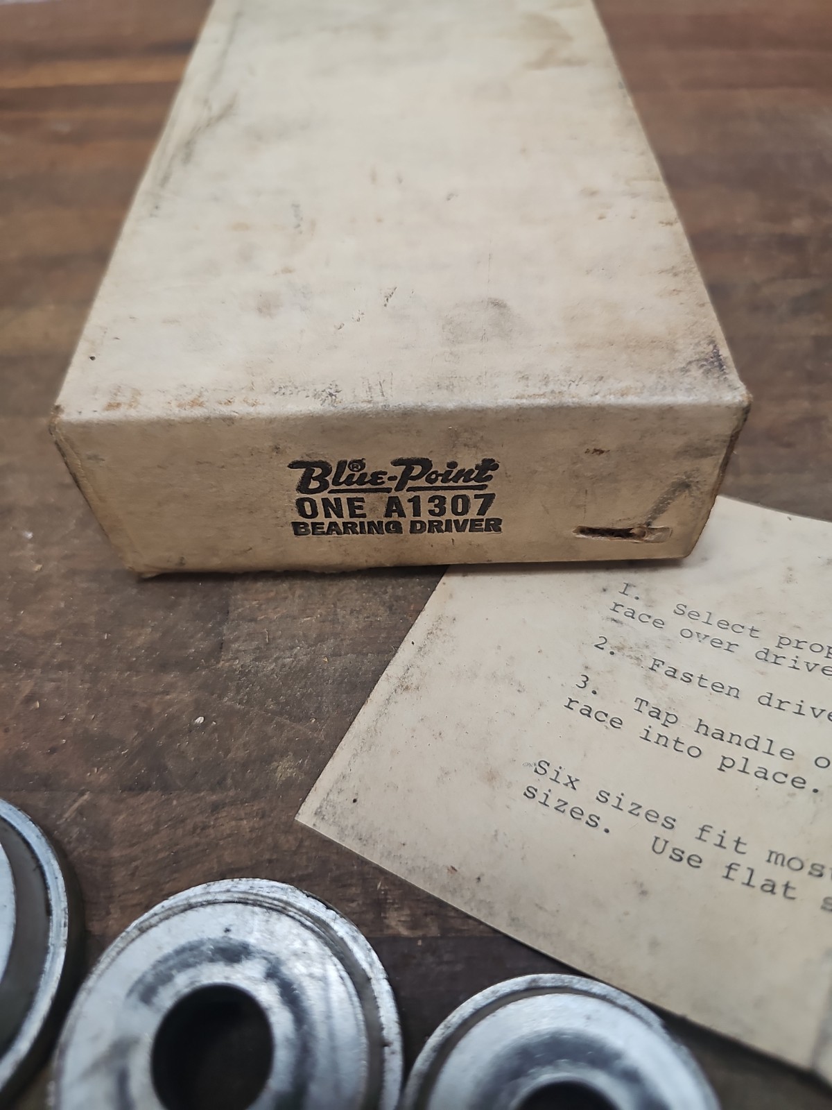 A142- vintage Blue Point Tools Bearing Race And Seal Driver Set A1307