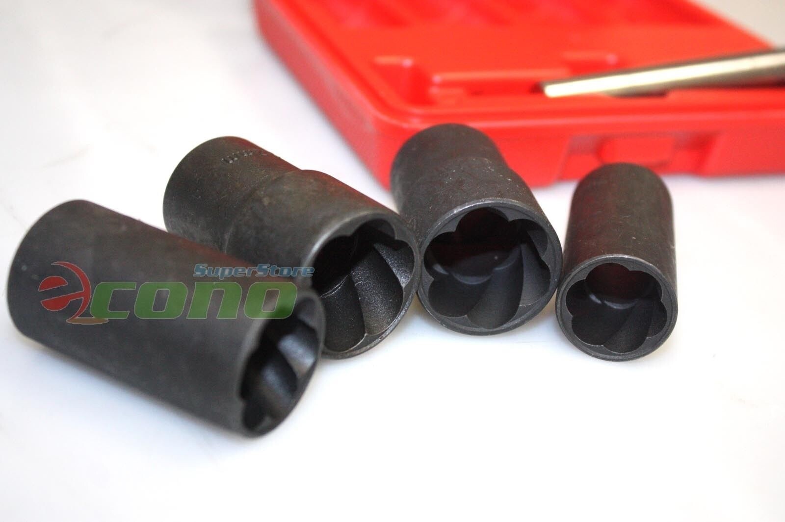 5pc Twist Socket Set 4 Damaged Worn Lug Nut and Lock Remover 17,19, 21mm, 22mm
