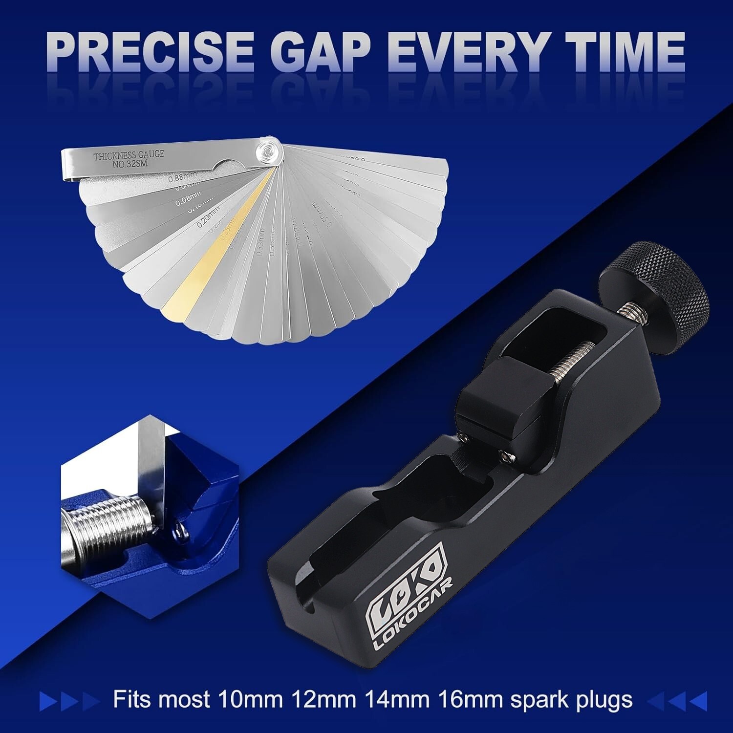 Spark Plug Gap Tool & 32 Blades Metric Feeler Gauge Gap Filler Measuring Tools