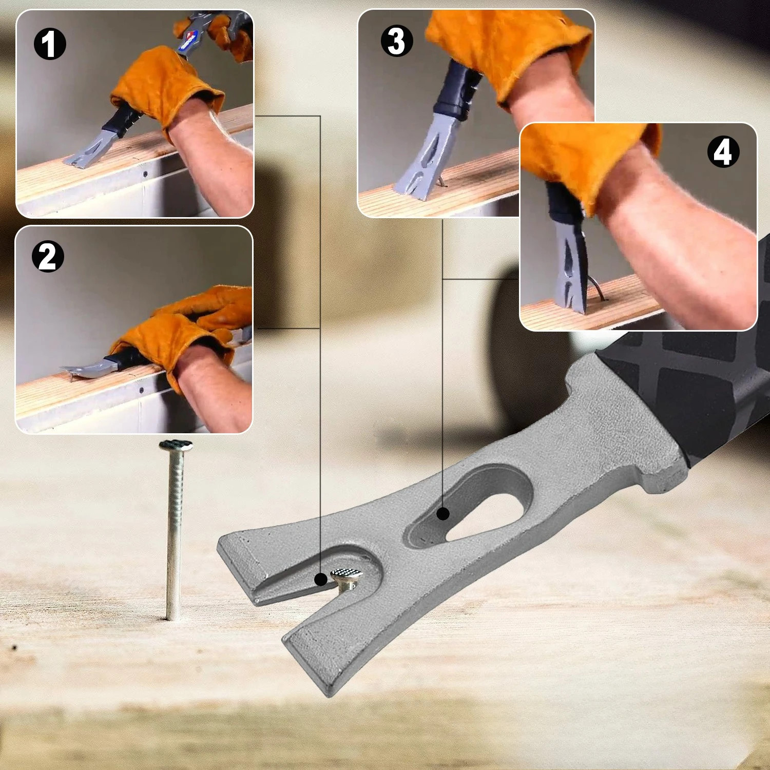 Multifunctional Hammer Nail Lifter Crowbar Fire Breaking Tool Demolition Tool