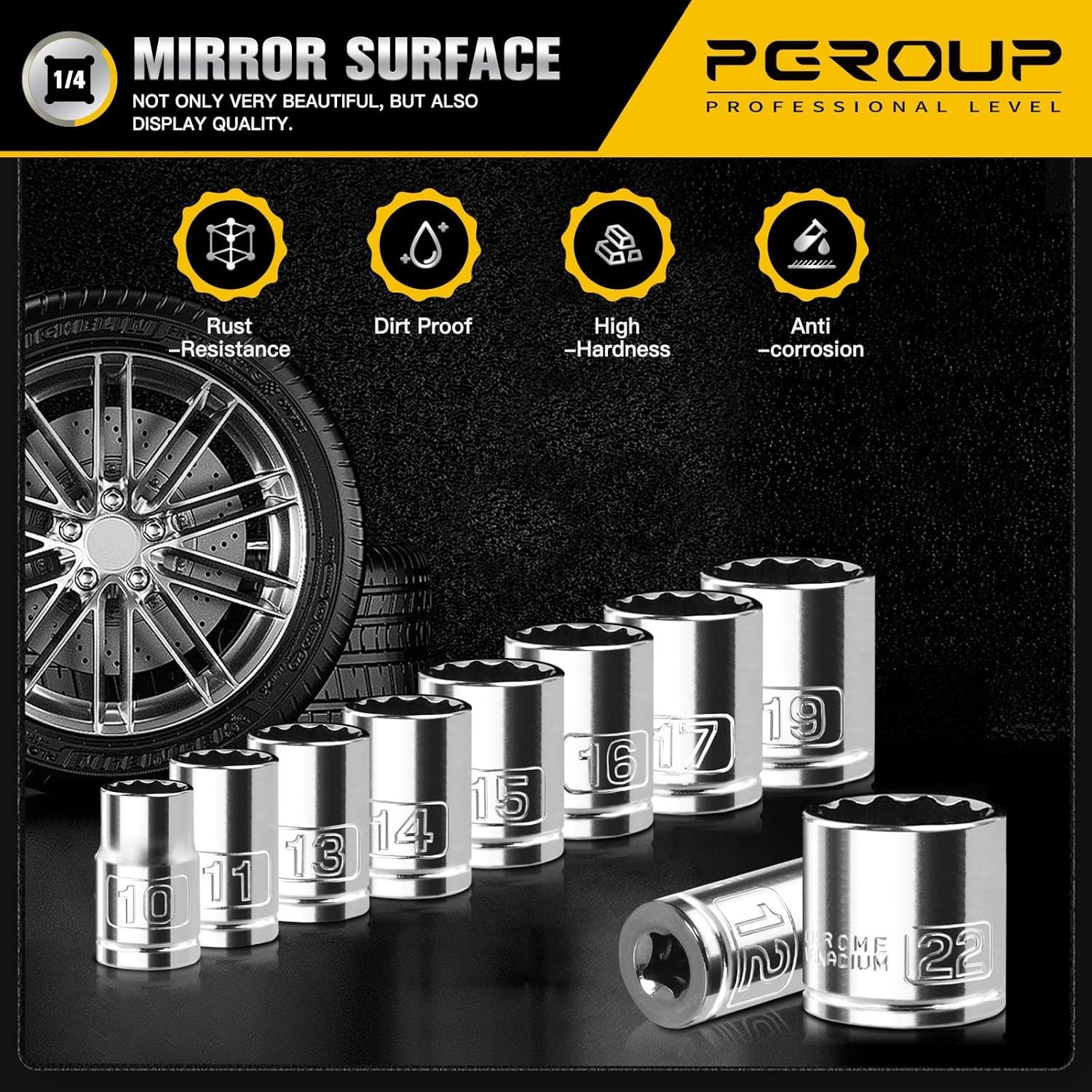 3/8″ Drive 10-Pc Metric Socket Set – 12-Point Shallow Cr-V Steel