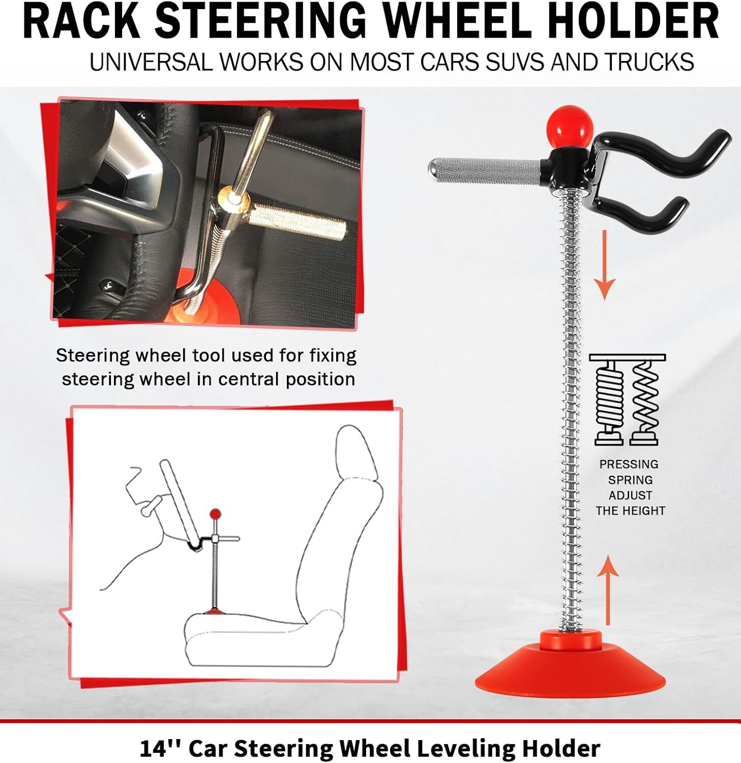14» Adjustable Alignment Car Steering Wheel Holder Tool for Truck/Buses/Vans