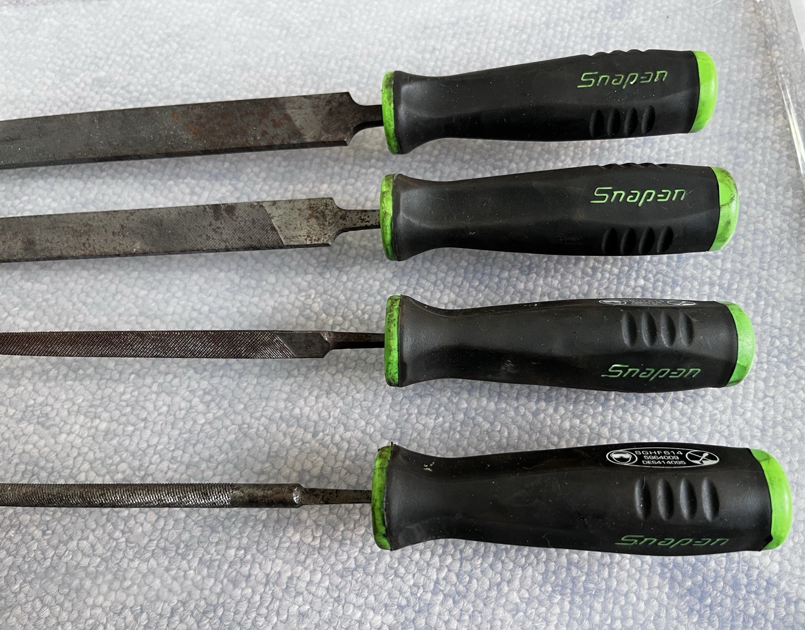 Snap-on Instinct Soft Grip Handle File Set X4 Tools Used Condition
