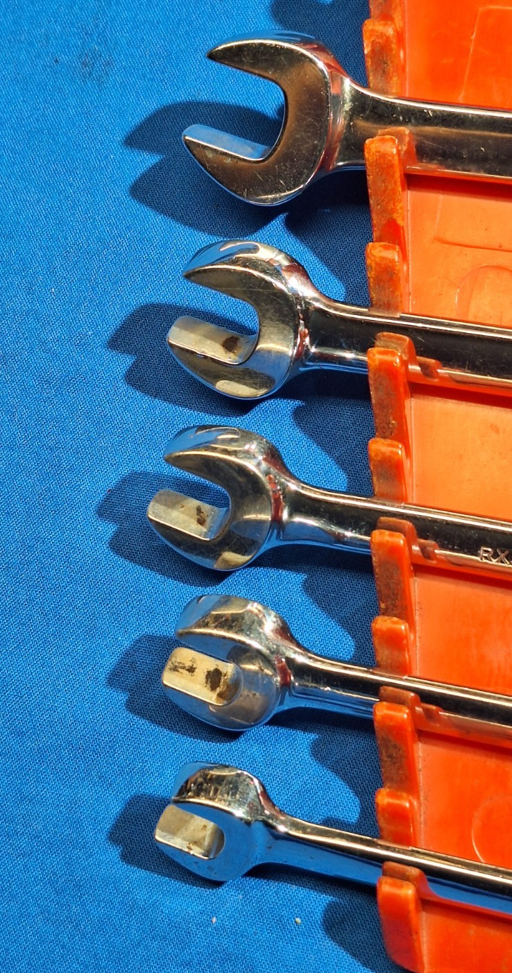 Snap-On RXSM605 5 piece METRIC open end flare nut wrench set 10mm-14mm w/Tray