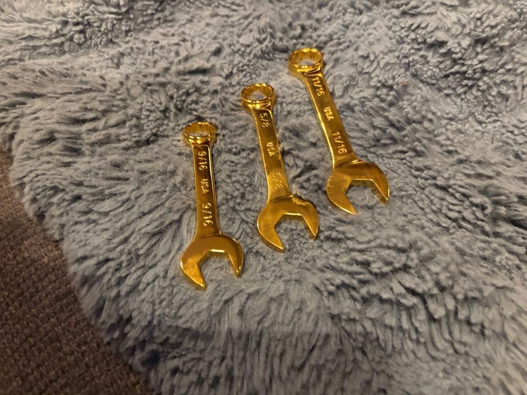 MAC Tools Limited Set of 3 24K Gold Plated SPanners Made in 1993 with StICker