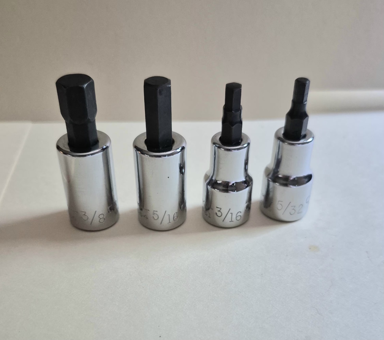 Vnt. Craftsman 4 Pcs USA GK series 3/8” Drive 3/8-5/16-3/16-& 5/32 Hex Bits