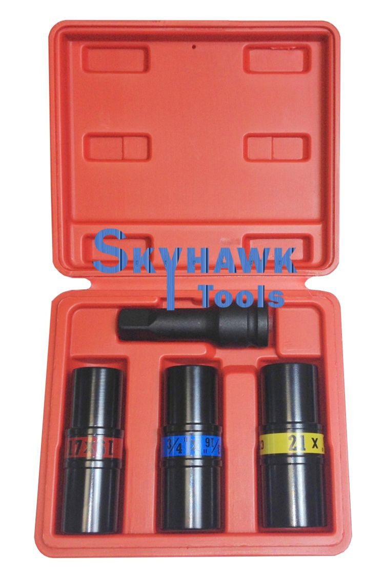4-pc. 1/2″-Dr. Flip Impact Lug Nut Thin Wall Back and Front Socket Metric/SAE