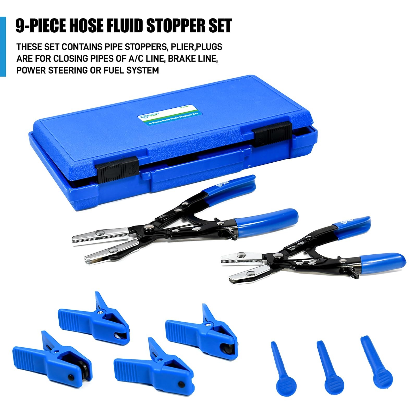 9 PCS Hose Fluid Stopper Set Fuel Line Clamp 8/10 Inch Pinch Pliers Steel