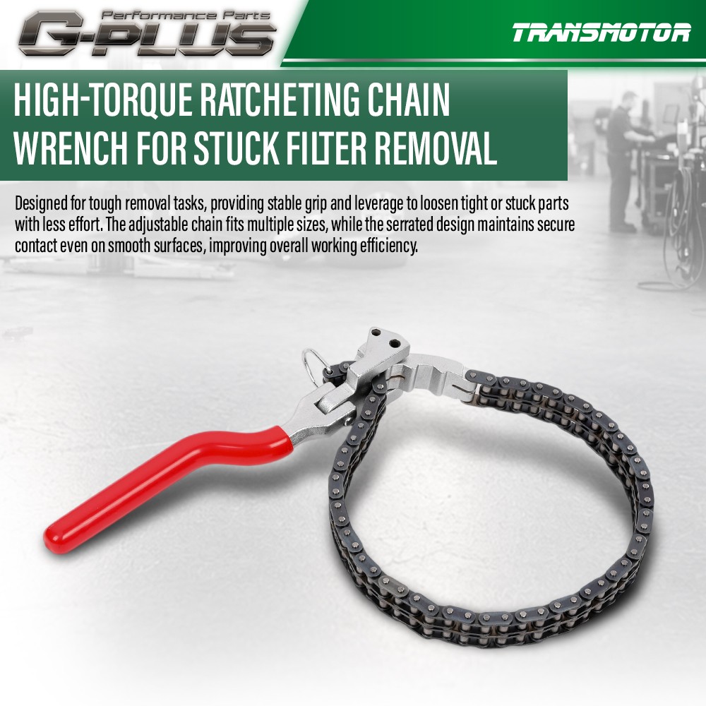 Heavy-Duty Ratcheting Chain Wrench Oil Filter Change Pipe Fittings 60-160mm