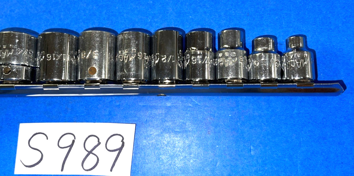 MAC TOOLS 12 PIECE 3/8 DRIVE SAE SHORT CHROME SOCKET SET 6 POINT 1/4 TO 15/16