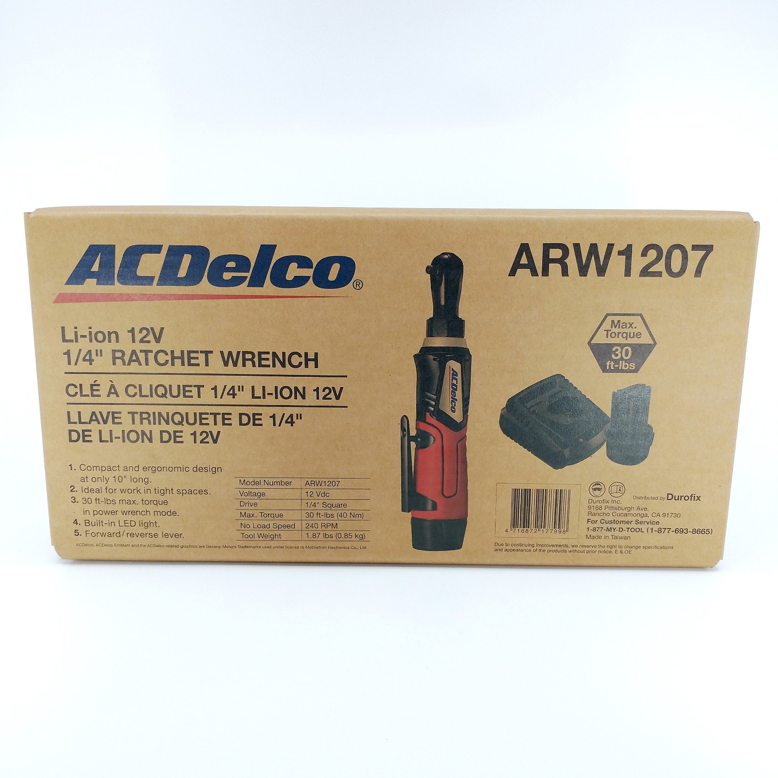 ACDelco ARW1207 Li-ion 12V 1/4″ Ratchet Wrench 30 ft-lbs Torque