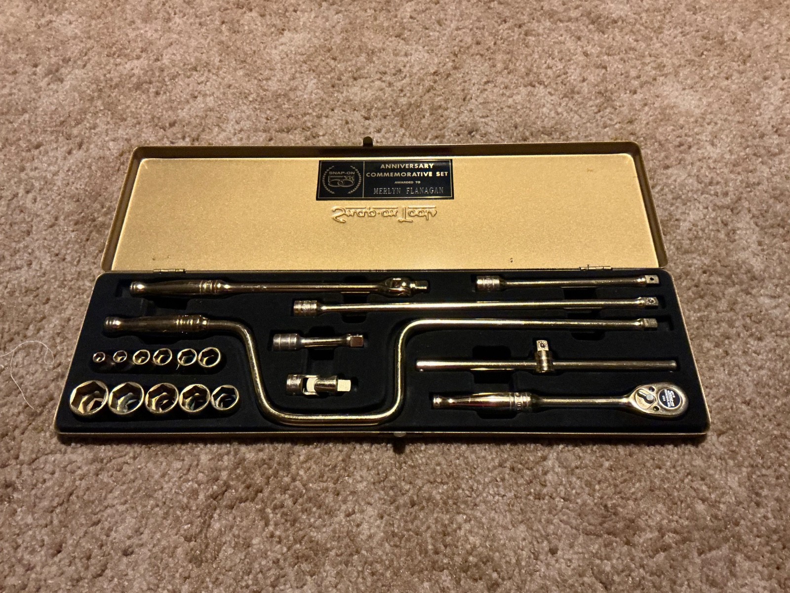 Snap-On Tools RARE 1970 50th Anniversary Collectors Gold 3/8 Service Set KRA-284