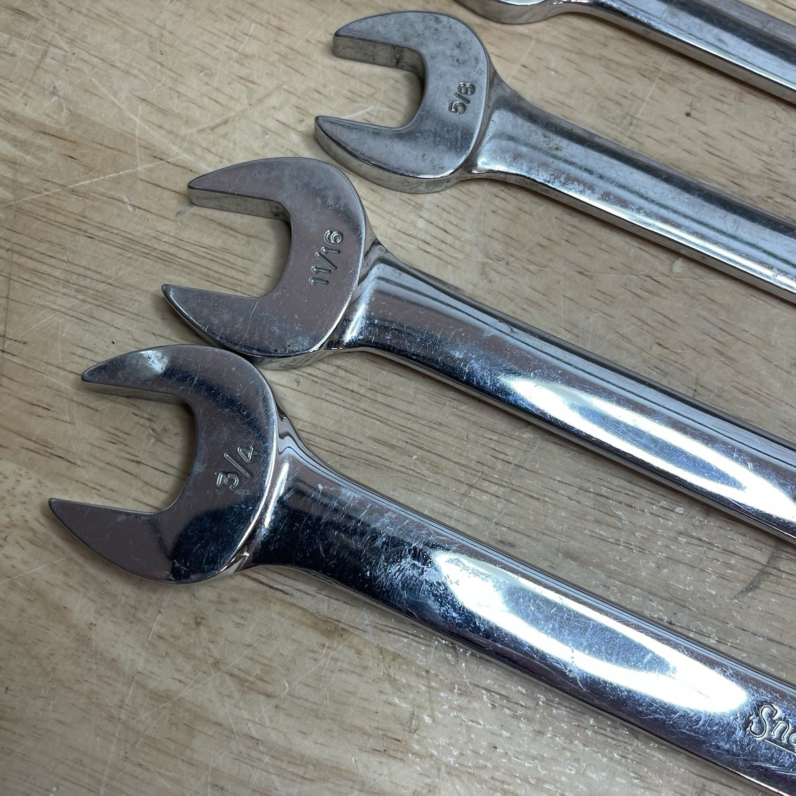 SNAP-ON 6 PC 12 PT COMBINATION WRENCHES (3/8″ OEX12- 3/4″ OEX24) USED.