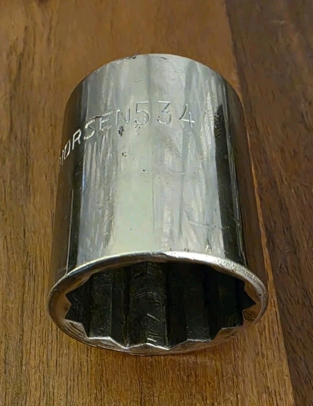 ​Vintage Thorsen 534 1-1/16″ Shallow Socket 1/2″ Drive 12-Point USA Made