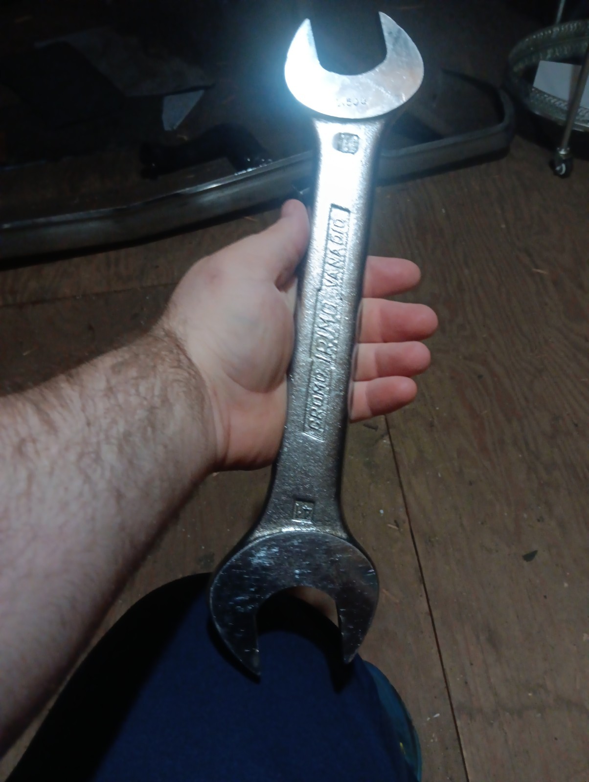 Cromo Irimo Vanadio, Open Wrench, Large, Sae 41 And 1.500, Minor Condition Wear
