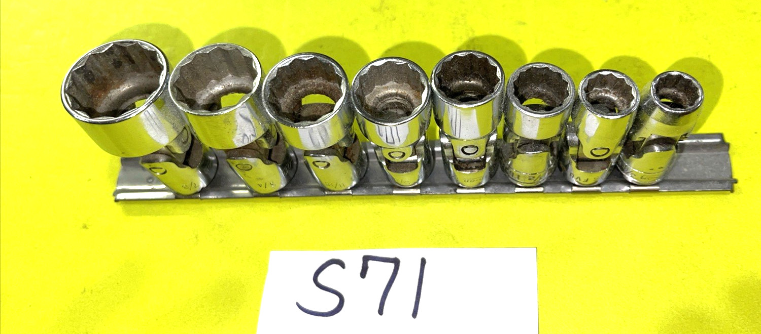 SNAP-ON TOOLS 8 PIECE 3/8 DRIVE SAE. SHALLOW SWIVEL SOCKET SET