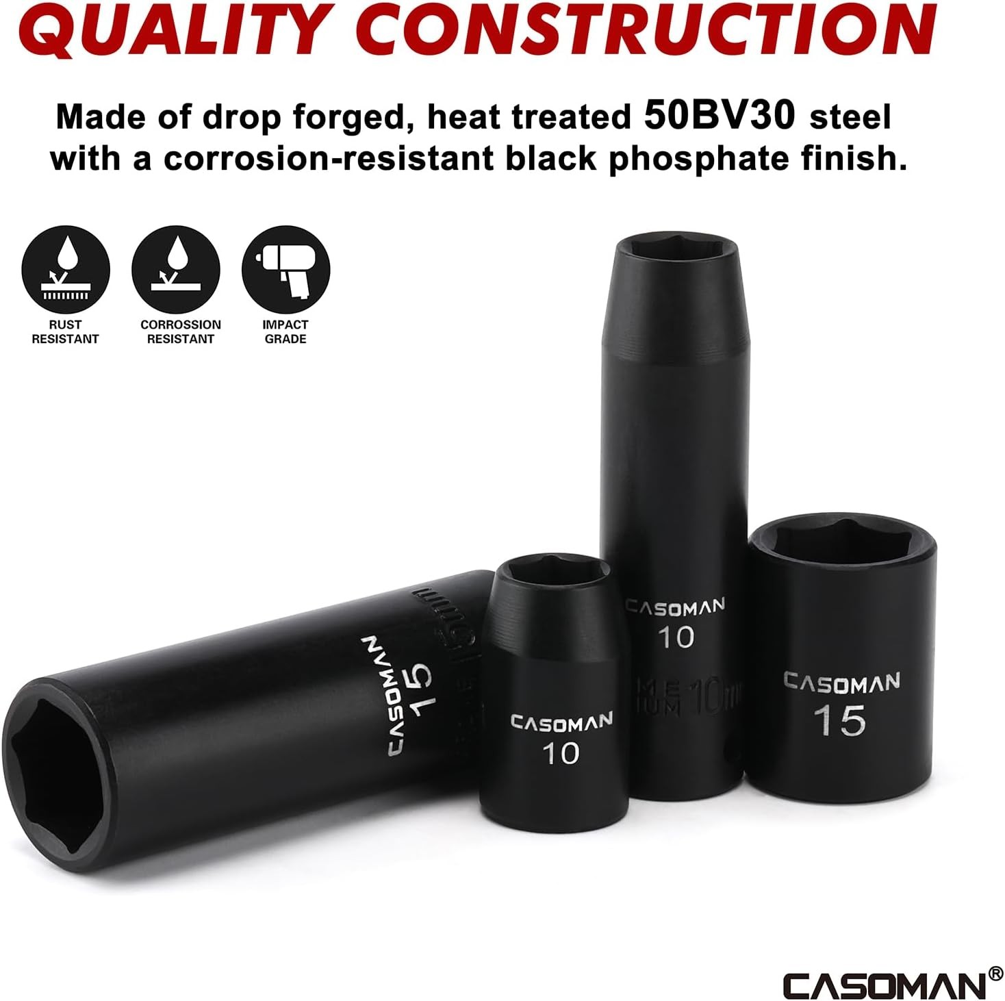 27 PCS 3/8″ Drive Impact Socket Set Deep&Shallow Metric 7mm-19mm 6 Point CR-V