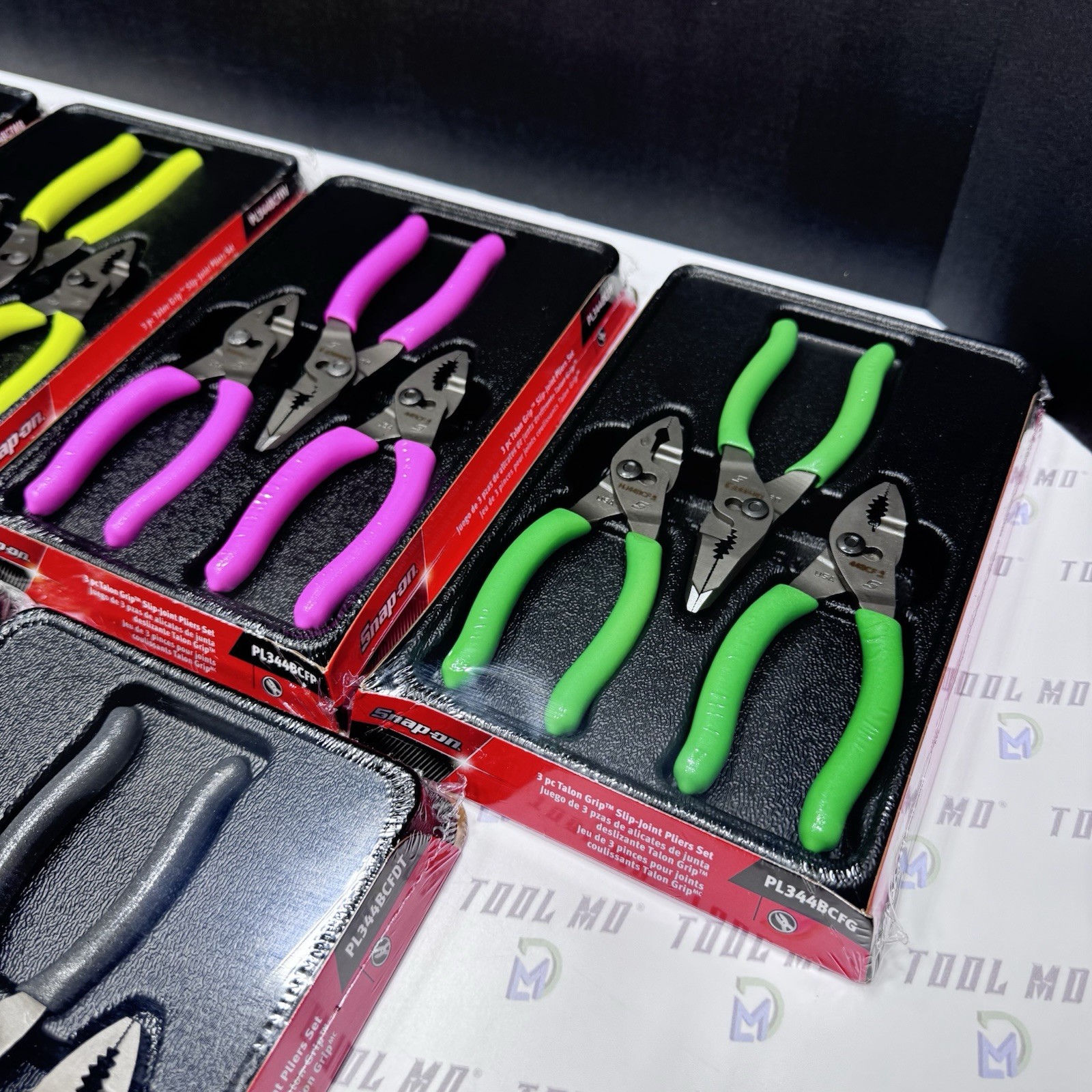Snap-on Tools USA NEW 27PC Talon Grip Slip Joint Plier Color COLLECTION PL344BCF