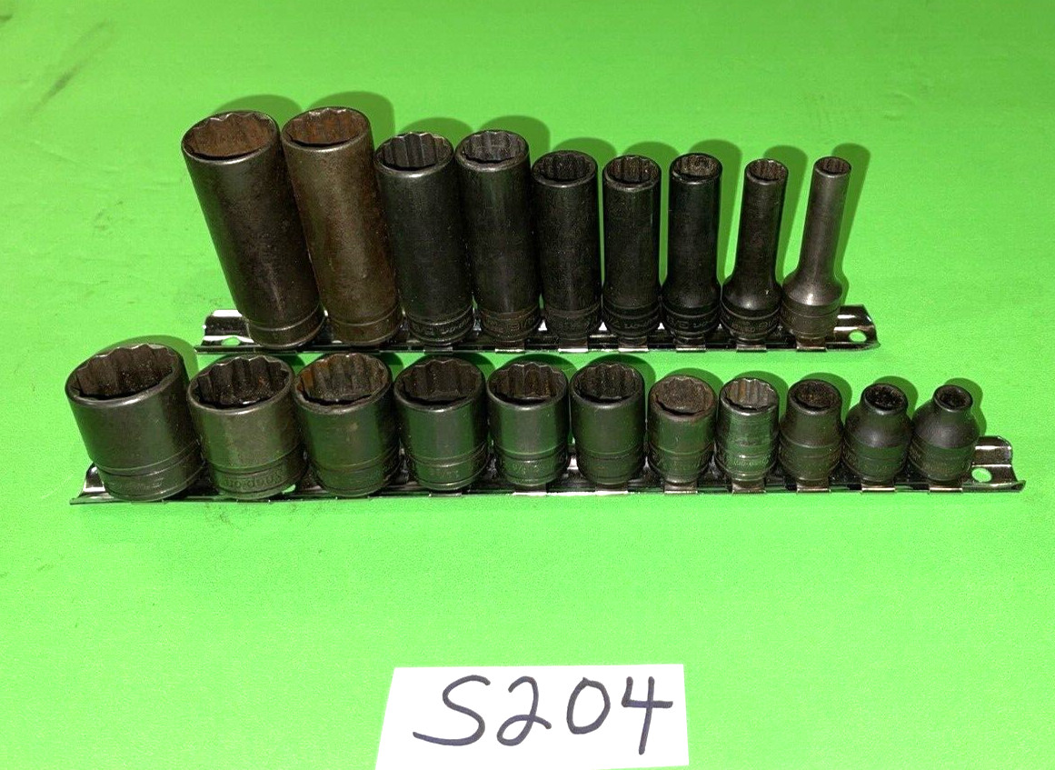 SNAP- ON TOOLS 20 PIECE 3/8 DRIVE SHORT & DEEP SAE. SOCKET SETS 12 POINT