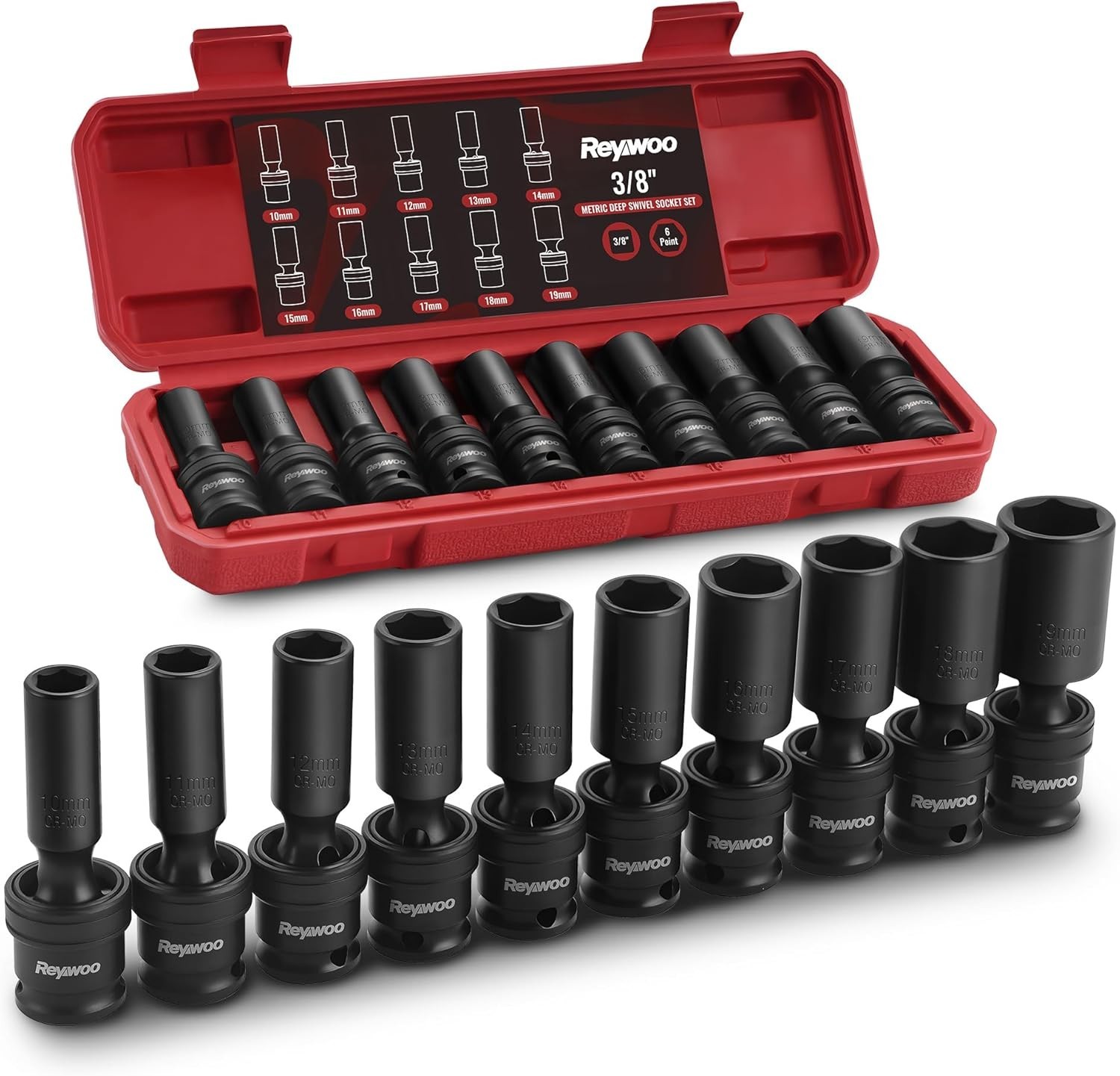 Durable 10-Piece 3/8″ Drive Deep Socket Set with Vibration Absorption Technology