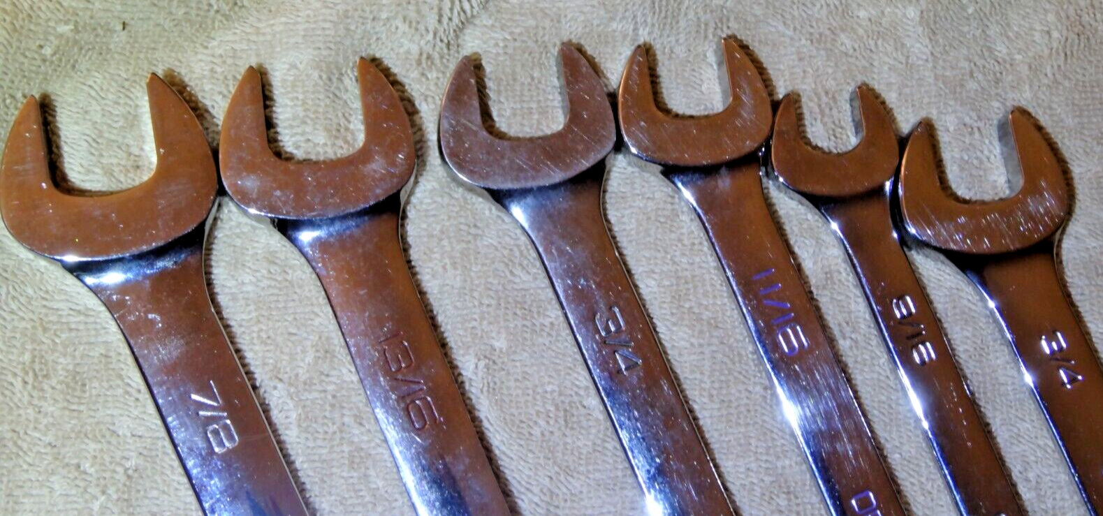 6 PC. Snap- ON chrome wrench lot. See description. LOCUPFL