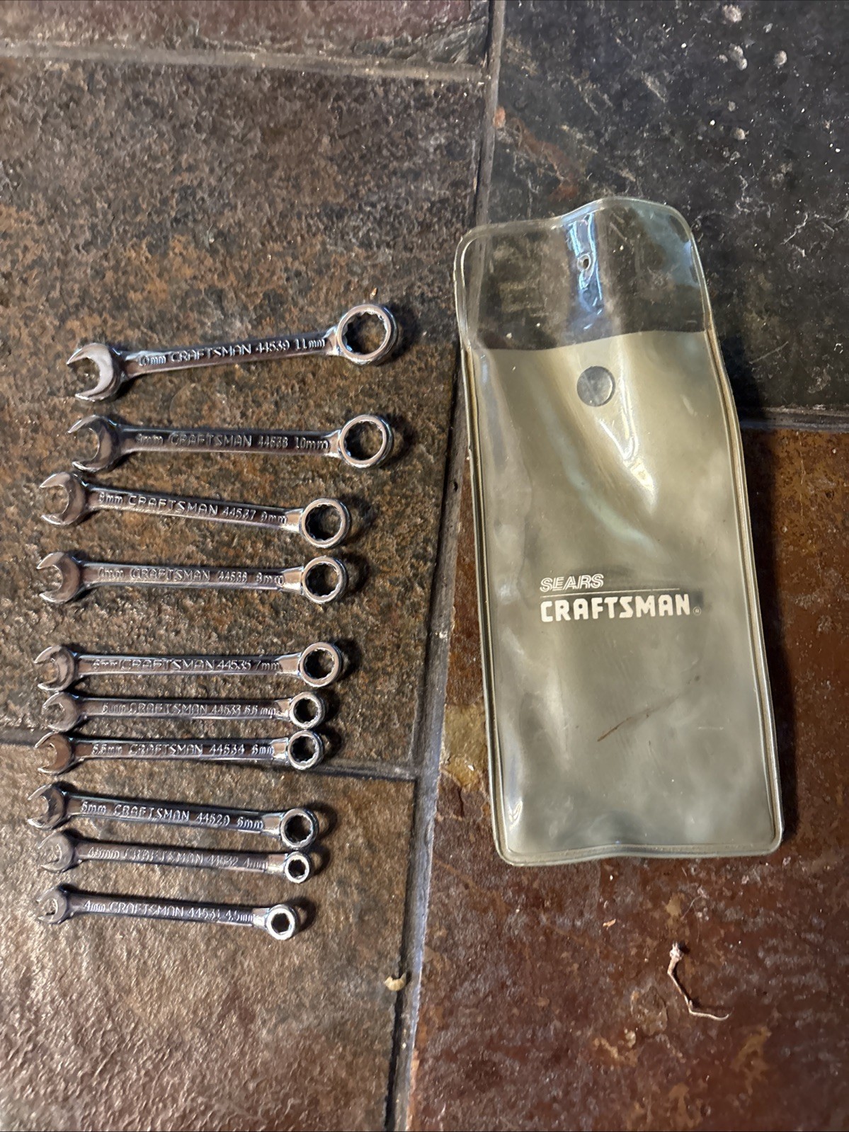 Sears Craftsman USA Nos 43443 10 Pc Metric Ignition Combination Wrench Set 4-11m