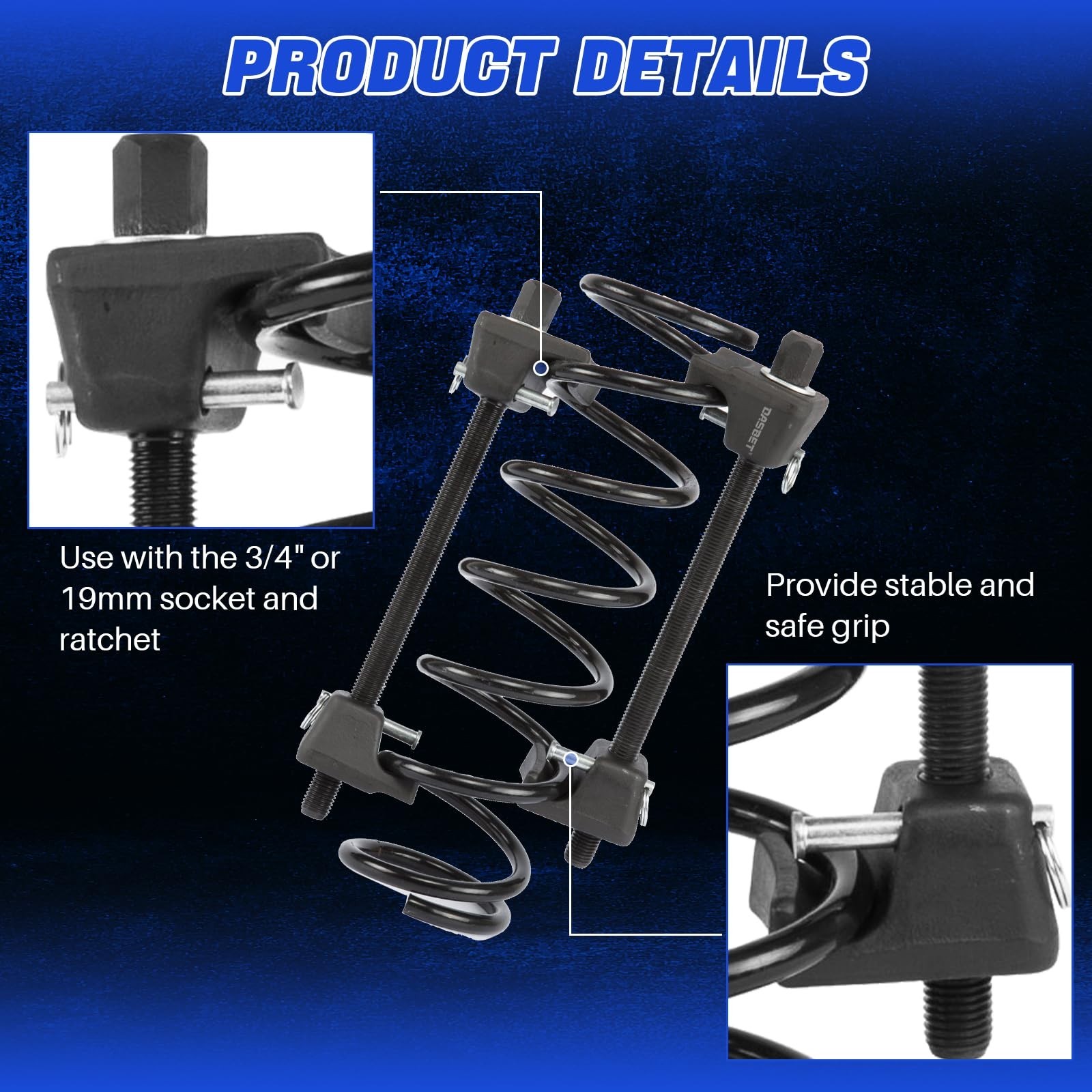 2PCS Coil Spring Compressor Tool Kit – Macpherson Strut, 10.5in Range, Detent Pi
