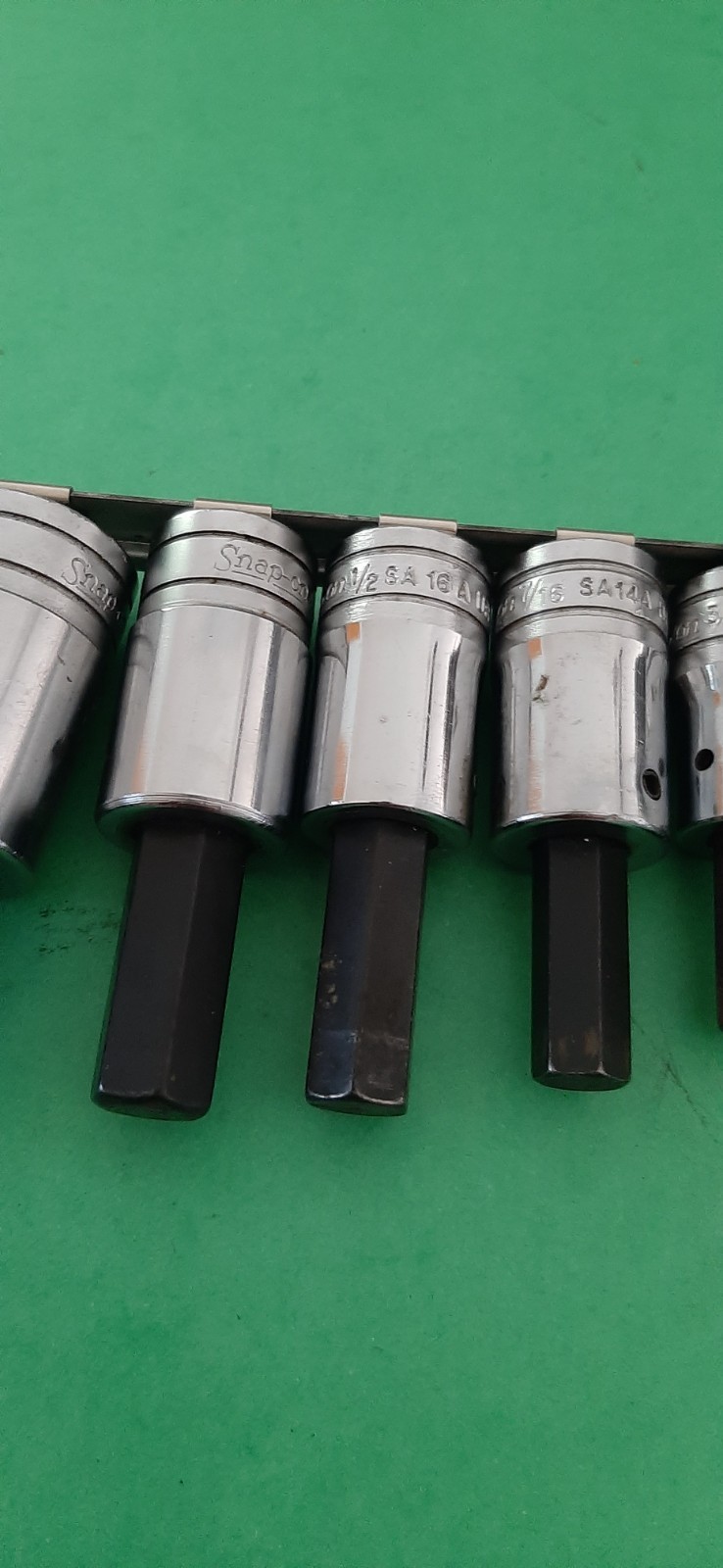 Snap-on Tools SAE Hex Bit Driver Socket Set 1/2″ Drive 5/16″ to 5/8″ W/Rail USA