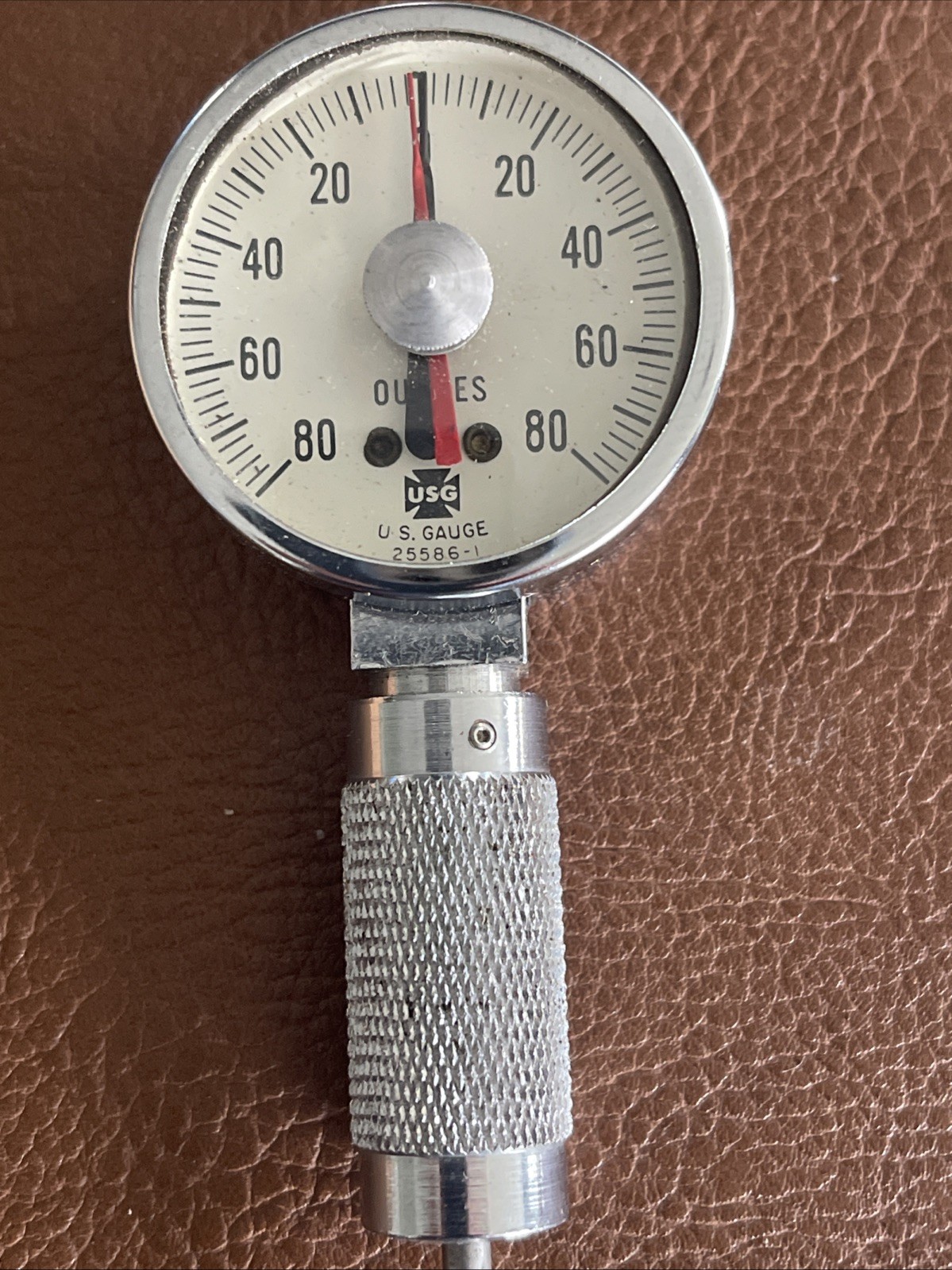 U.S. Gauge 25586-1 0-80 ounces pull gauge with red resettable marker