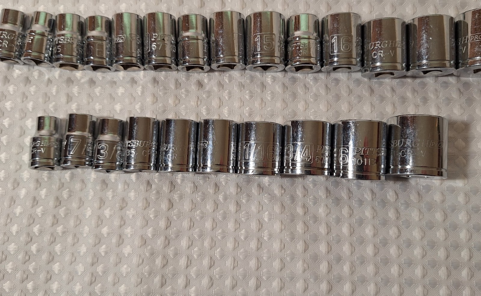 Pittsburg Pro Metric & Standard 6 Point 3/8″ Deep & Regular Socket Set Lot of 34