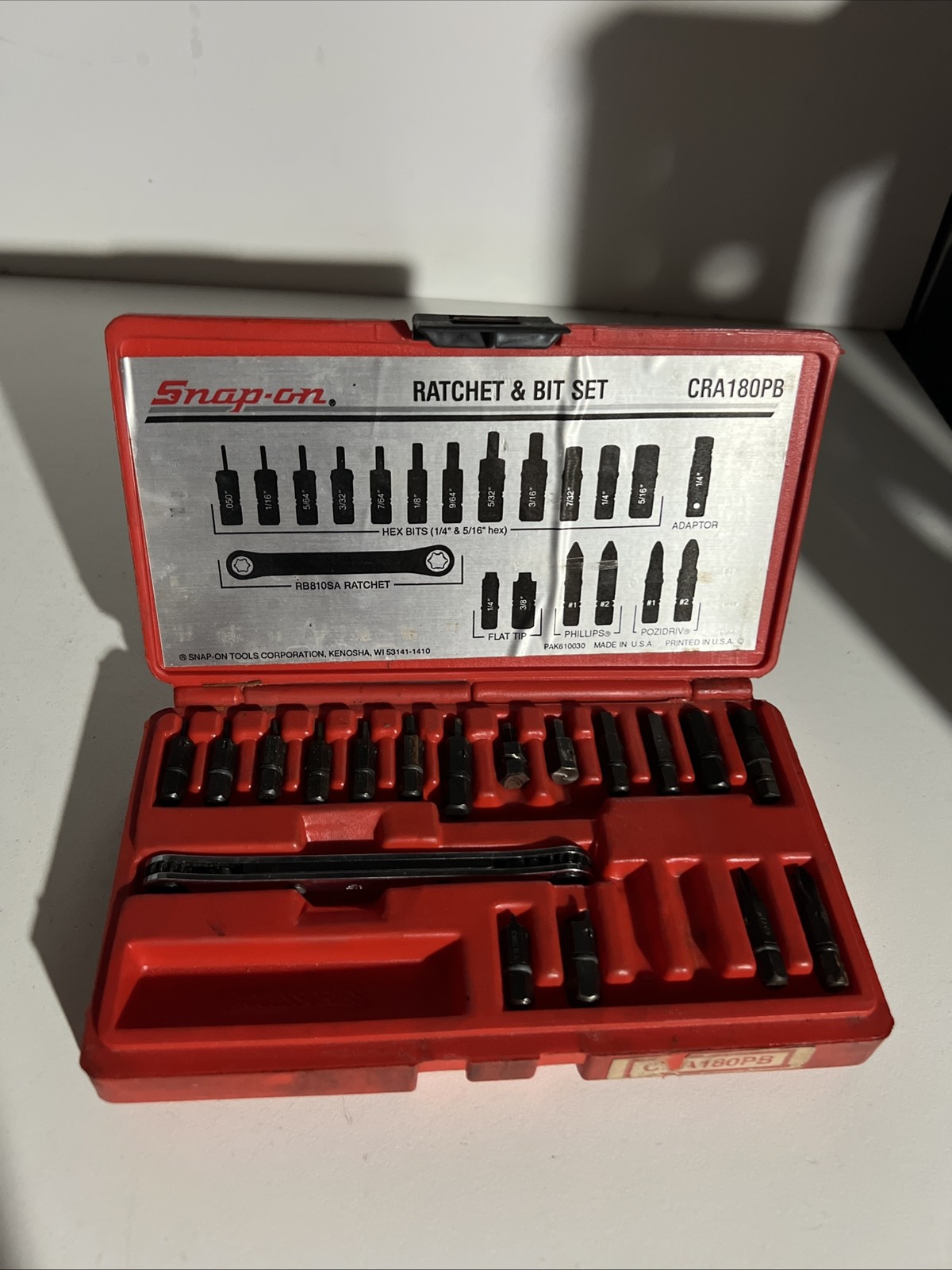 Snap On Offset Driver Set Ratchet & Bit Set CRA180PB