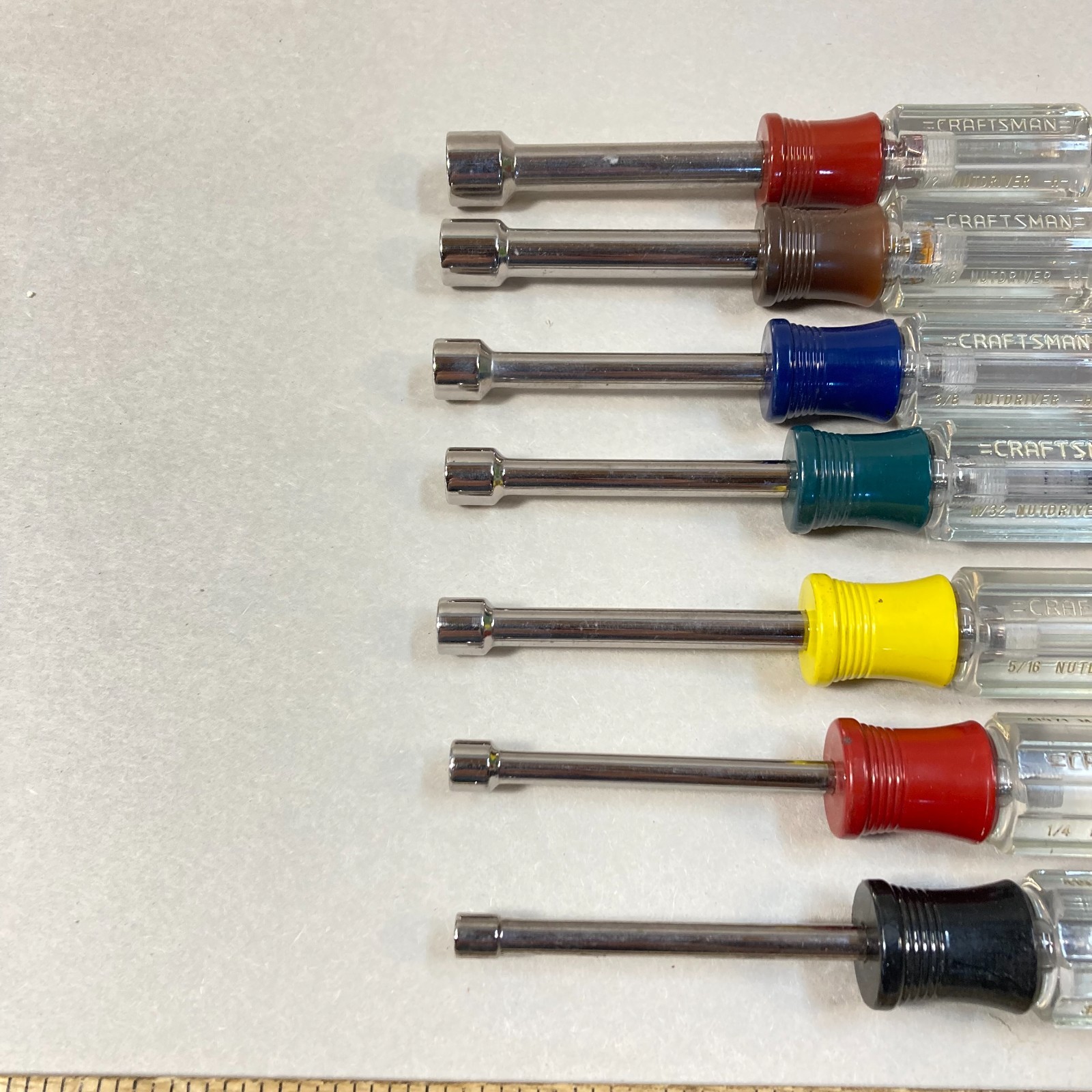 Vintage Craftsman Nut Driver Set 7 Pc SAE Ball End Color Coded USA
