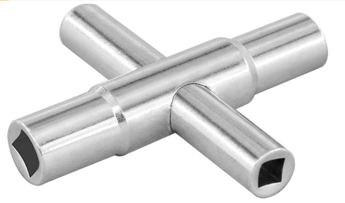4-Way Sillcock Key Wrench, 1/4″ to 11/32″, for Faucets & Valves (1 Pack)