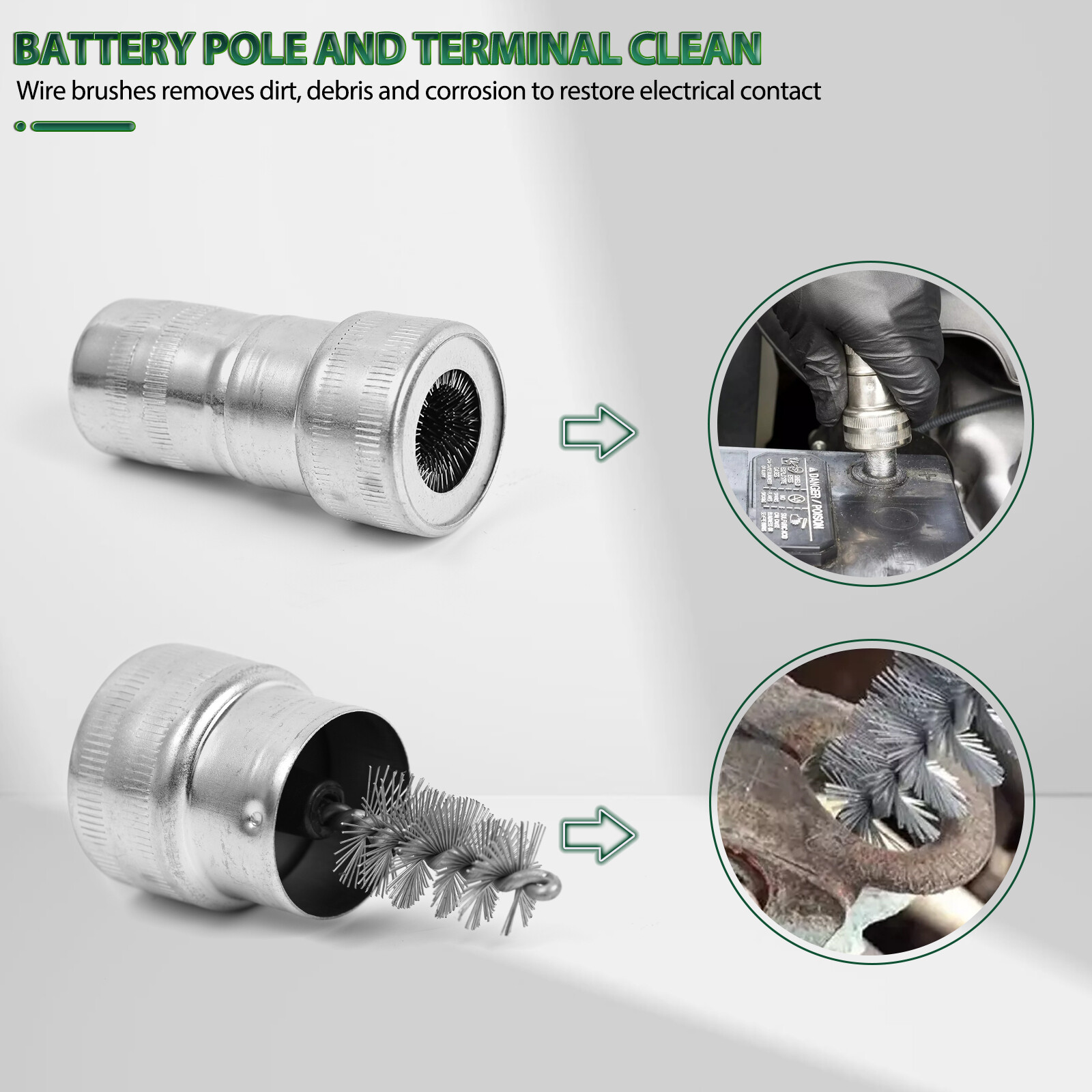 Car Battery Post Terminal Cleaner Dirt Corrosion Brush Hand Protector Tool Kits;