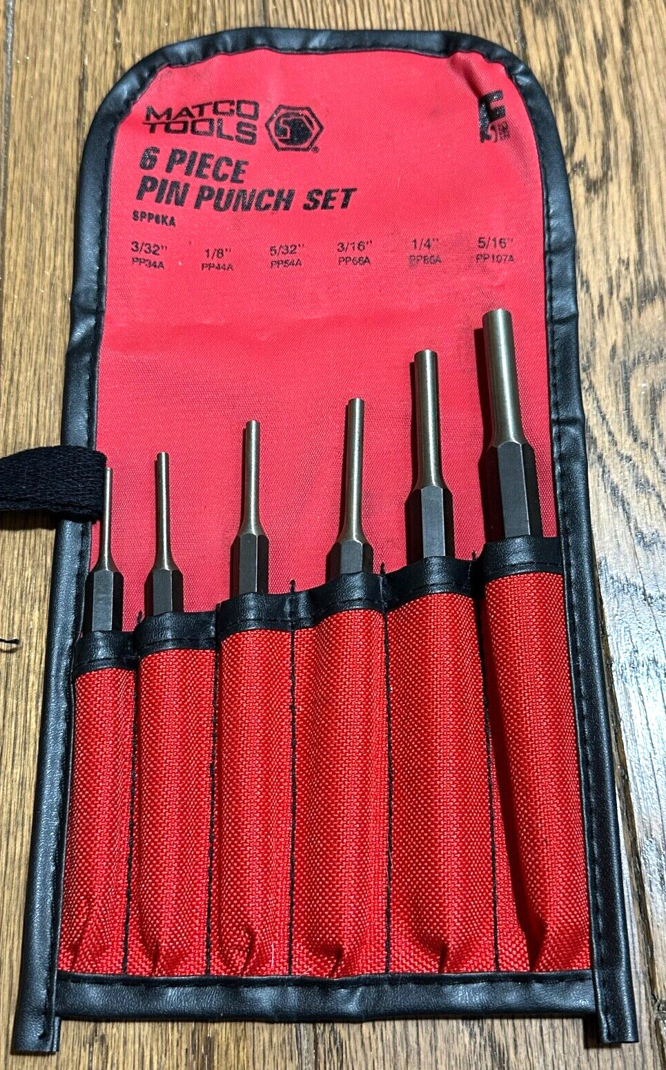 🇺🇸 NEW MATCO Tools USA Pin Punch Set Lot Straight Roll Red Storage Pouch 6pc