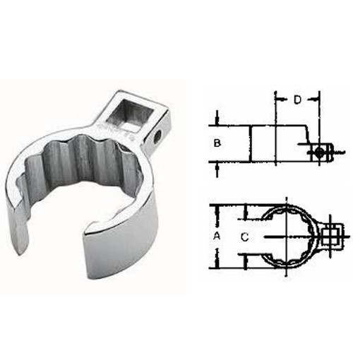 Martin SC40MM Flare Crowfoot Wrench, 1/2″ Drive, 40mm Metric, Chrome-Plated
