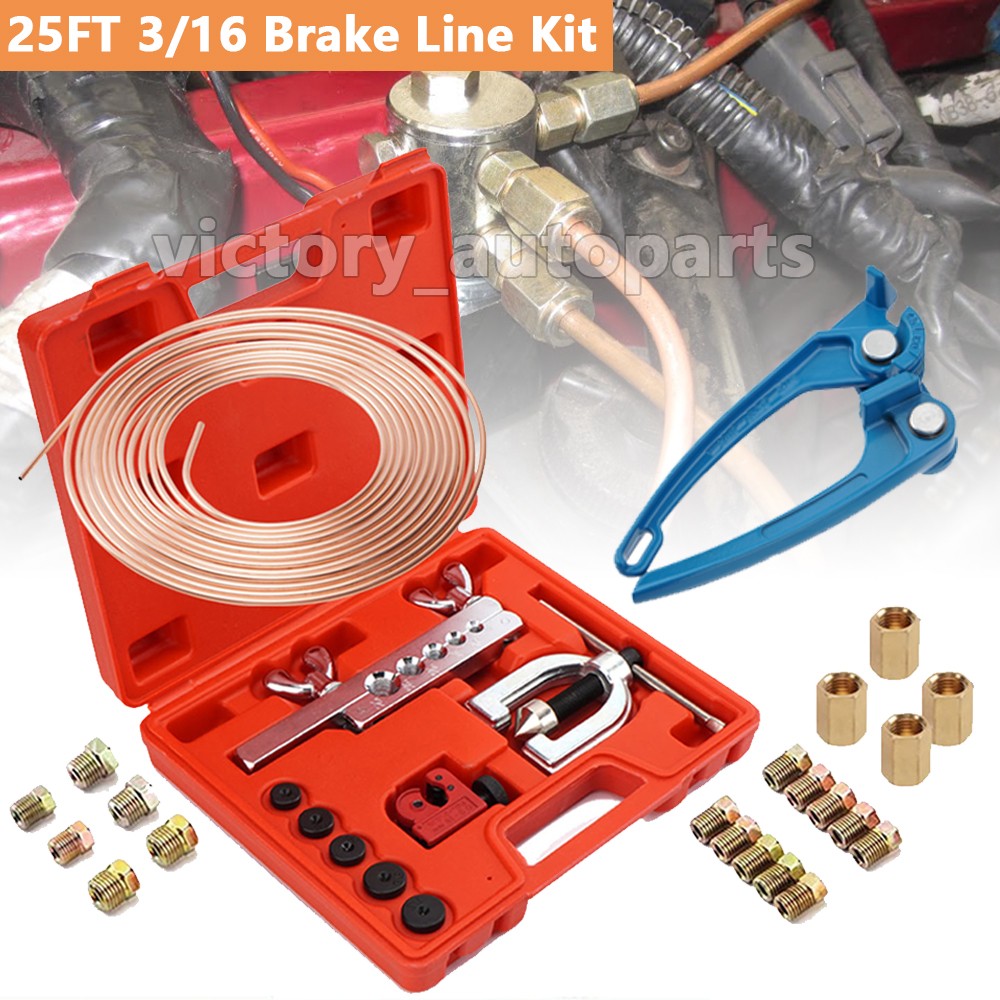 25FT 3/16 Copper Coated Brake Line Single & Double Flaring Tool & Tube Bender US