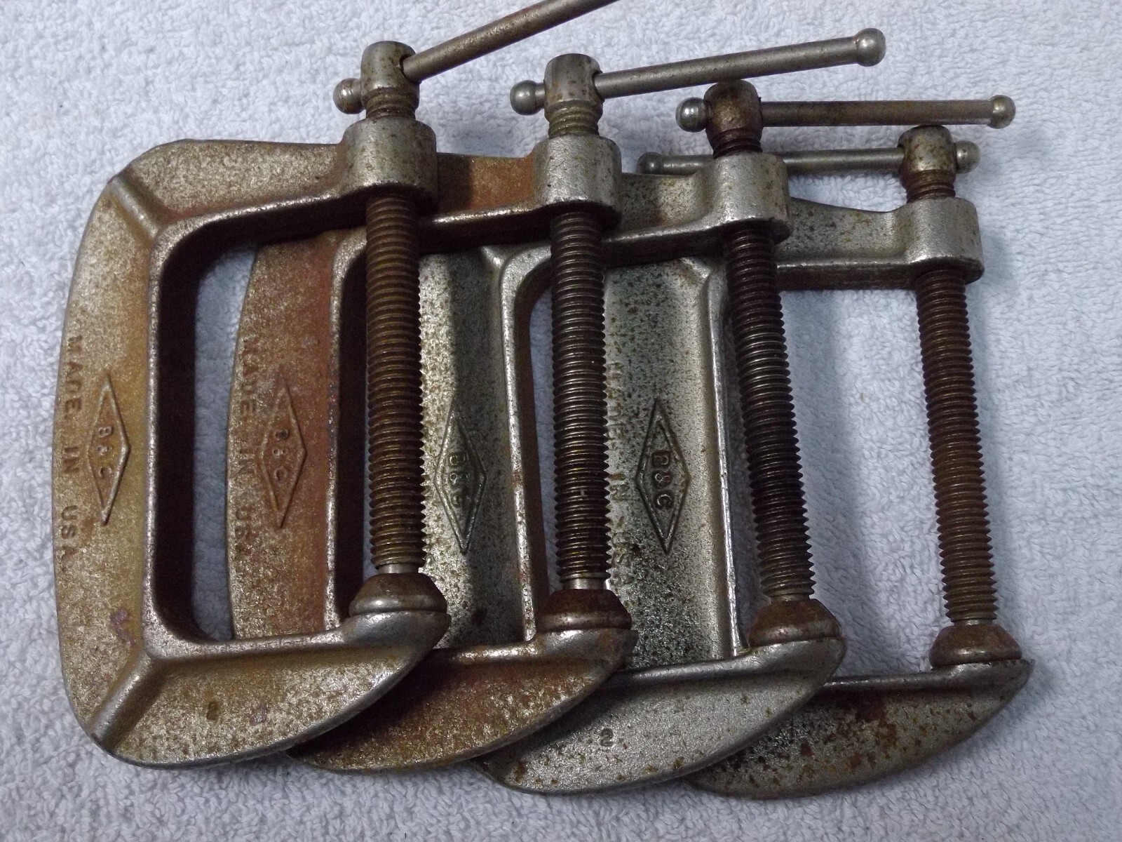 Vintage B&C Brink & Cotton 143 Made in USA 3″ C Clamp Set of 4