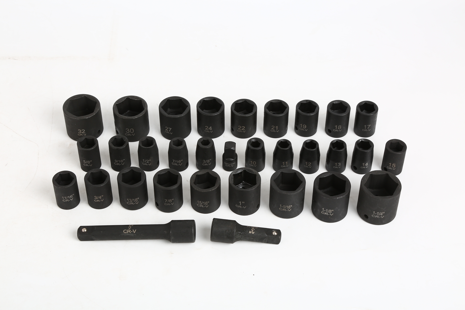 32pc 1/2″ Drive Master Impact Shallow Socket Set, SAE 3/8″-1-1/4″,Metric 10-32mm