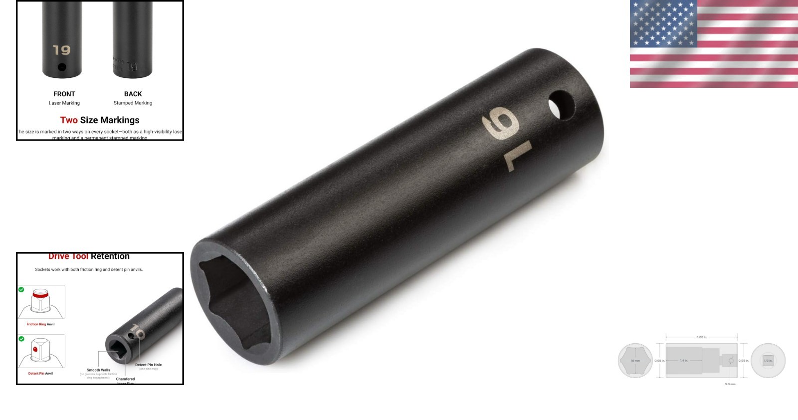 Deep 6-Point 1/2 Inch Drive 16 mm Impact Socket – Enhanced Fastener Engagement