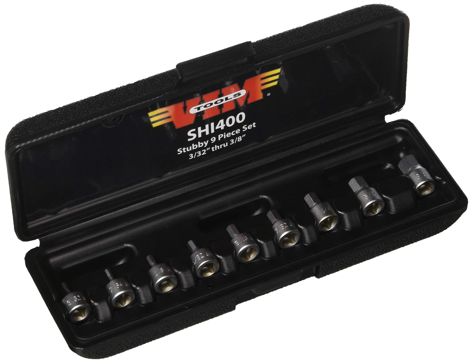 VIM Hand Tools Stubby Hex Drive Set, 9 piece SAE / 1/4-Inch square drive hex …