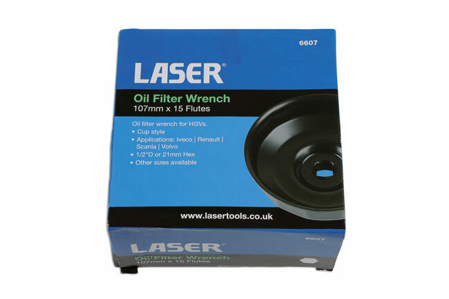 Laser 6607 Oil Filter Wrench 107mm x 15 Flutes