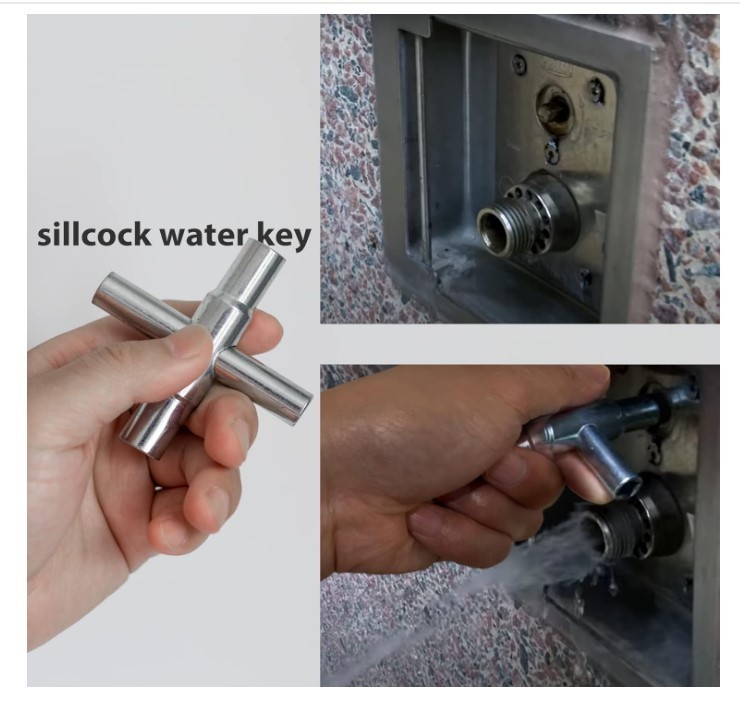 4-Way Sillcock Key Wrench, 1/4″ to 11/32″, for Faucets & Valves (1 Pack)