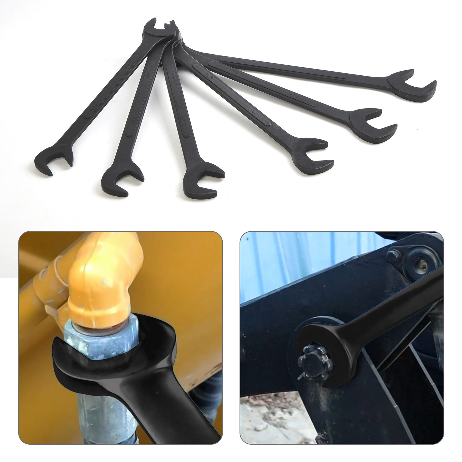 6pc Jumbo SAE Raised Panel Black Oxide Angle Wrench Tool Set Heat-treated B0541